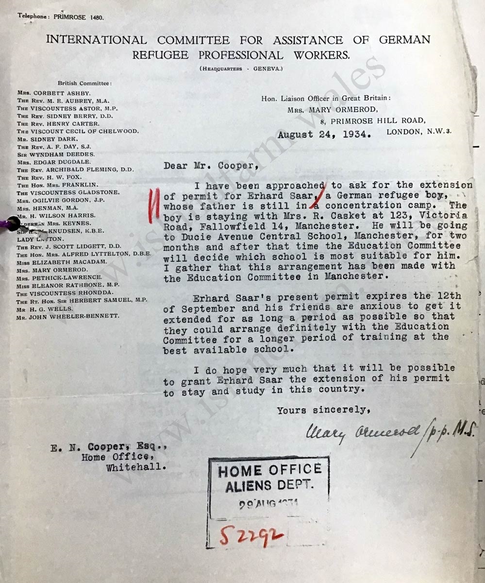 24th August 1934 letter